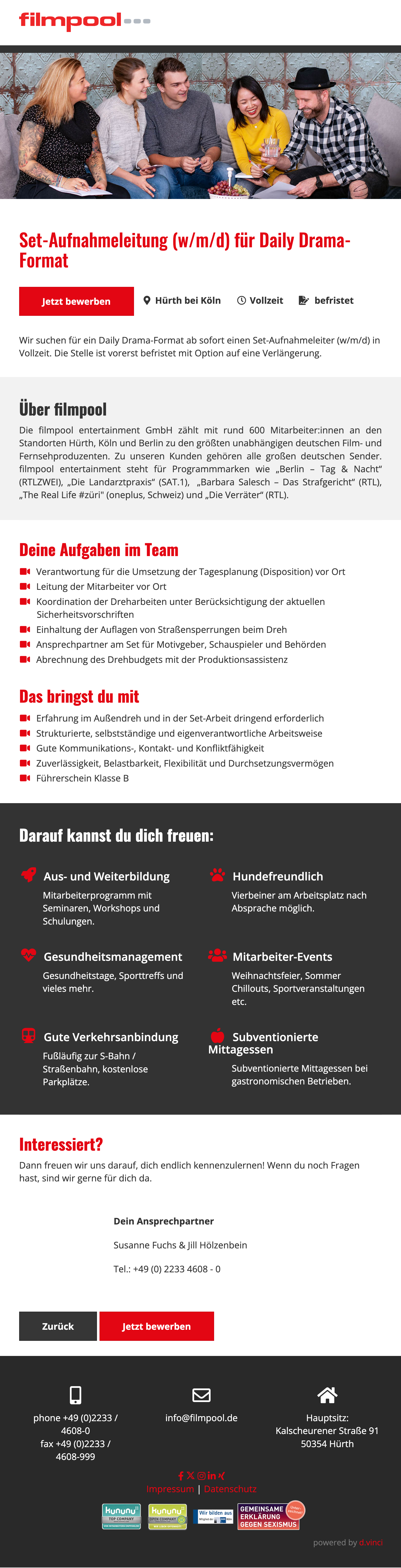 Set-Aufnahmeleitung für Daily Drama-Format