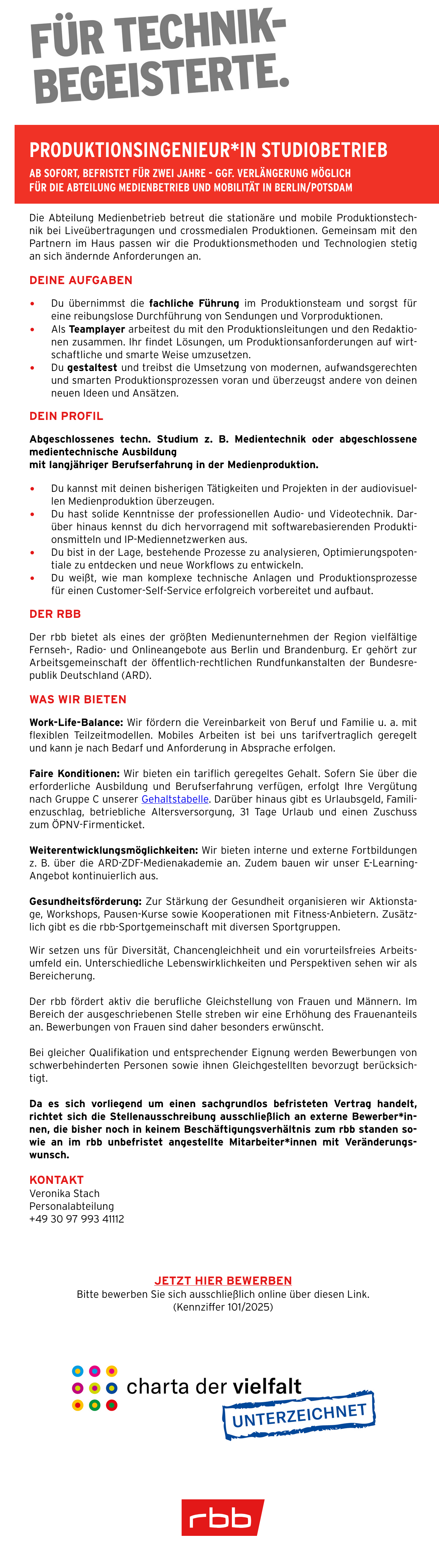 Produktionsingenieur*in Studiobetrieb