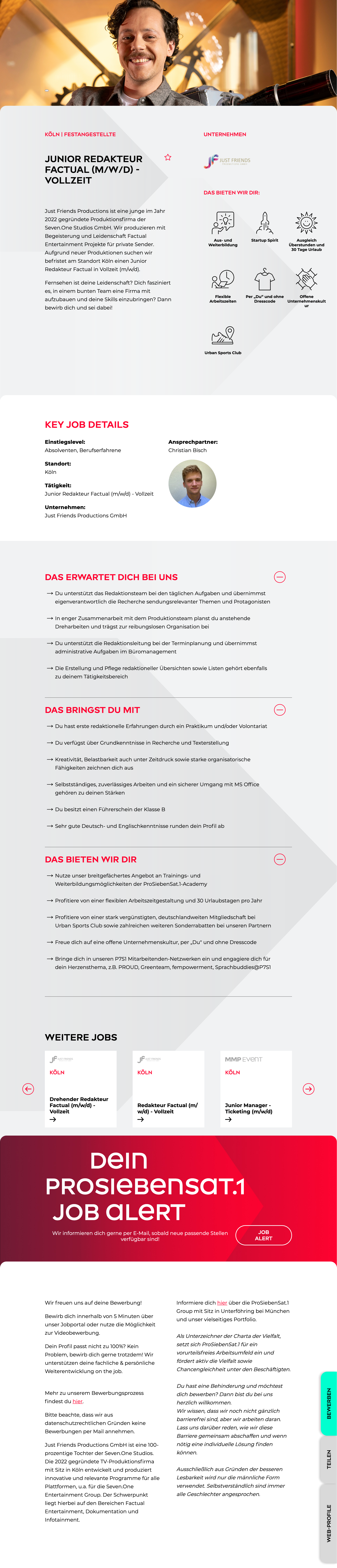 Junior Redakteur Factual (m/w/d) - Vollzeit
