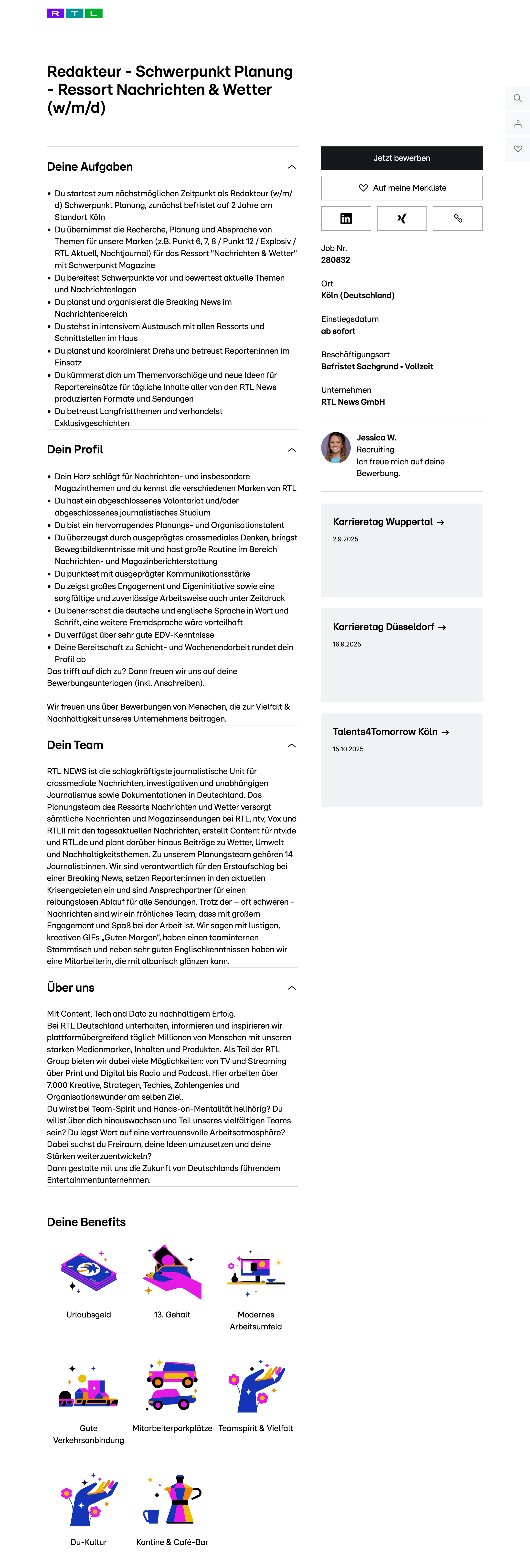 Redakteur - Schwerpunkt Planung - Ressort Nachrichten & Wetter (w/m/d)
