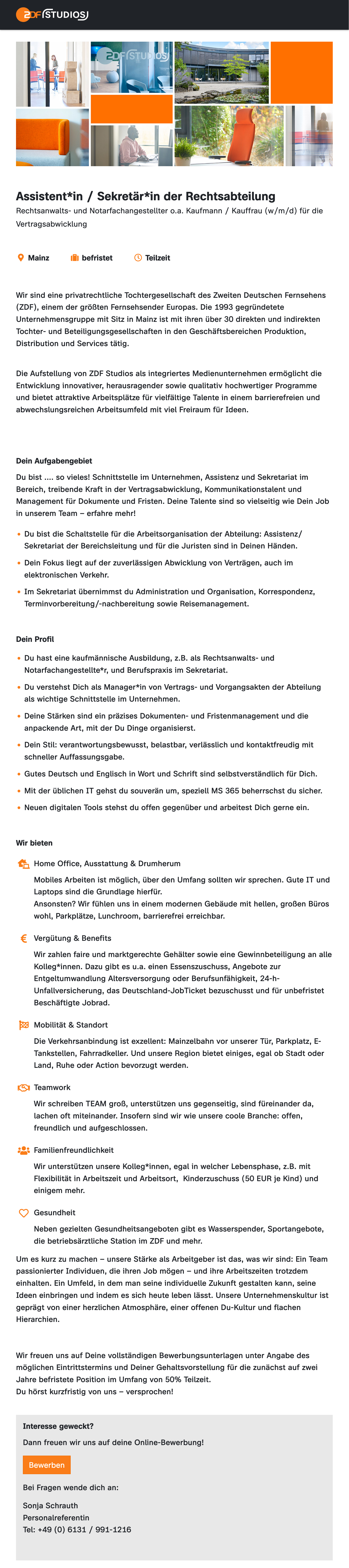 Assistent*in / Sekretär*in der Rechtsabteilung