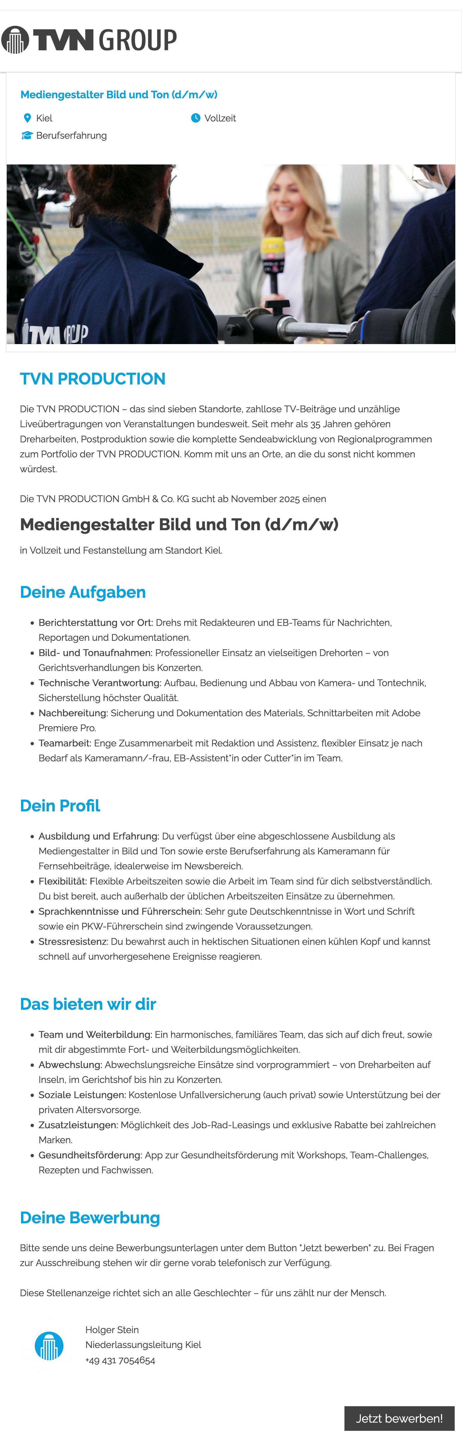 Mediengestalter Bild und Ton (d/m/w)