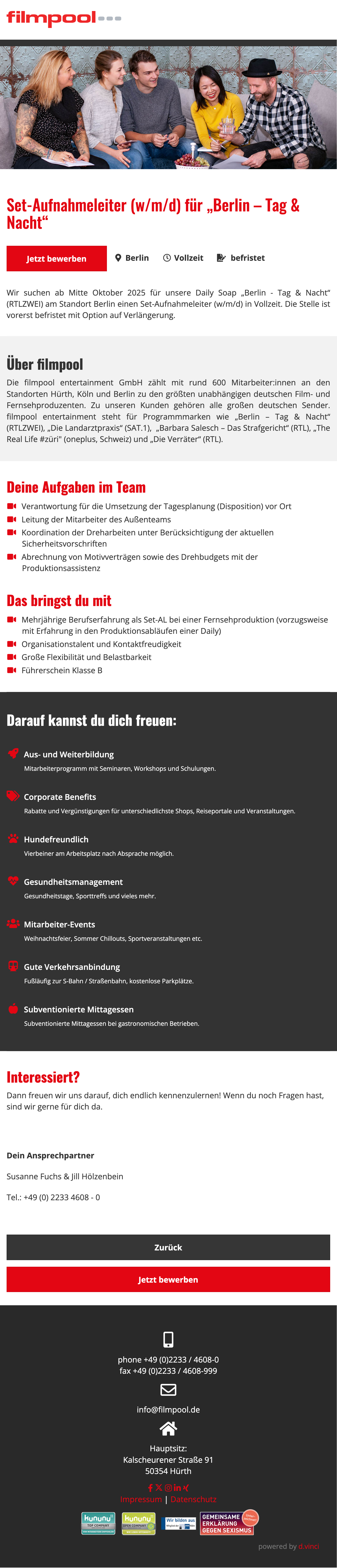Set-Aufnahmeleiter (w/m/d) für „Berlin – Tag & Nacht“
