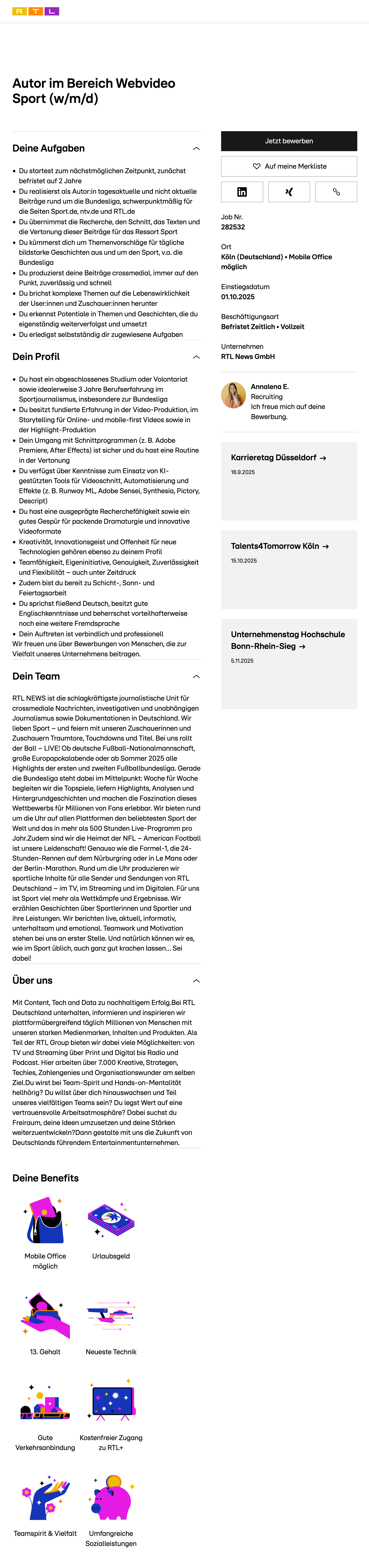 Autor im Bereich Webvideo Sport (w/m/d)