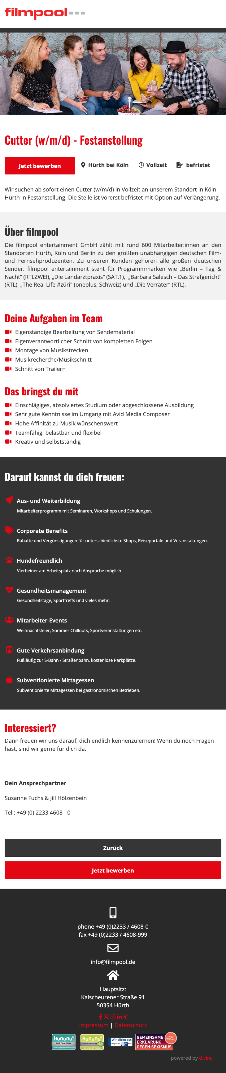 Cutter (w/m/d) - Festanstellung