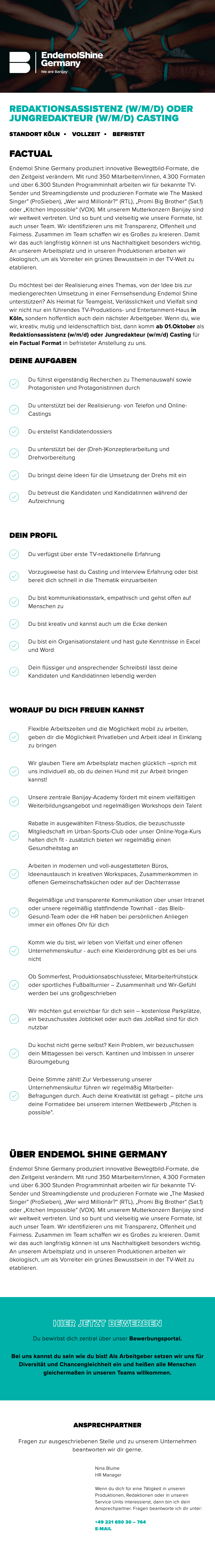 Redaktionsassistenz (w/m/d) oder Jungredakteur (w/m/d) Casting