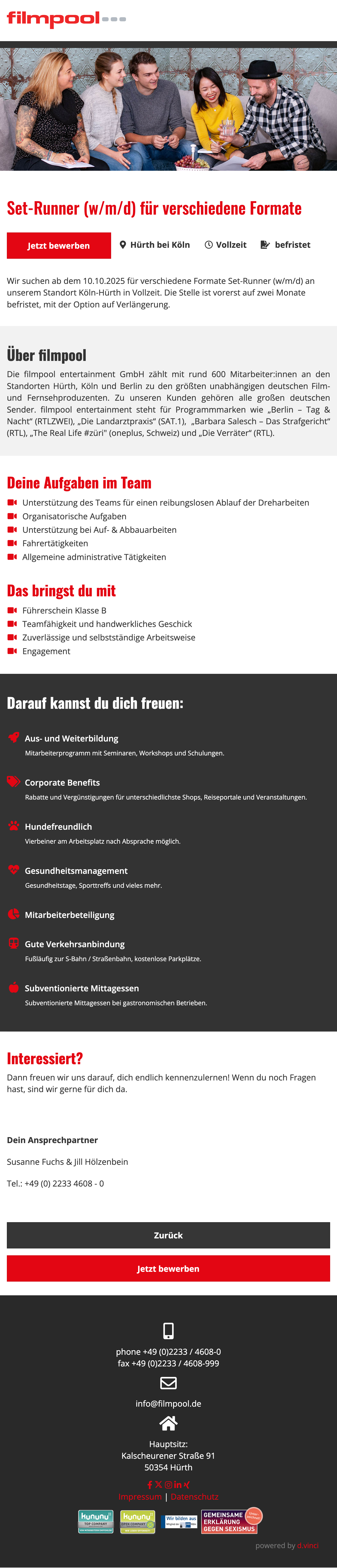 Set-Runner (w/m/d) für verschiedene Formate