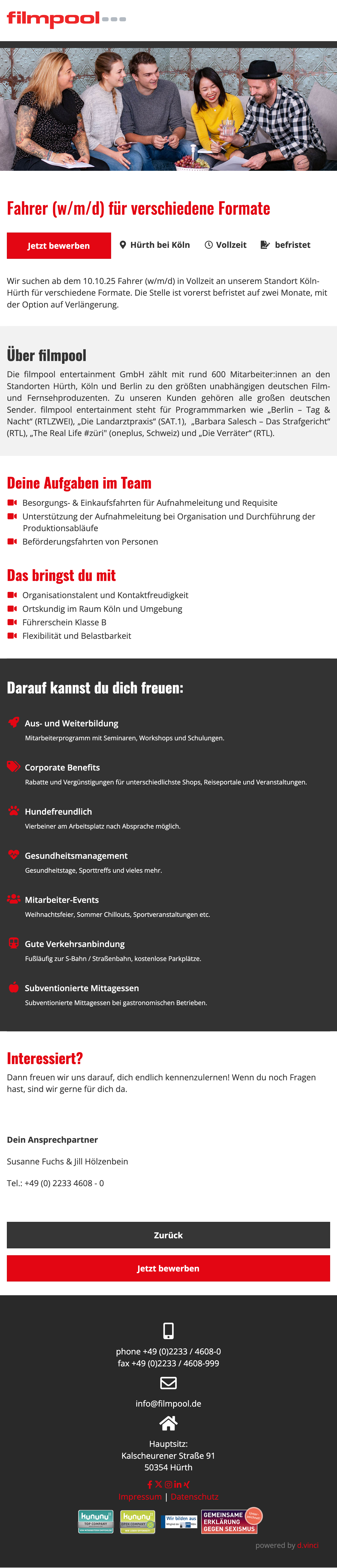 Fahrer (w/m/d) für verschiedene Formate