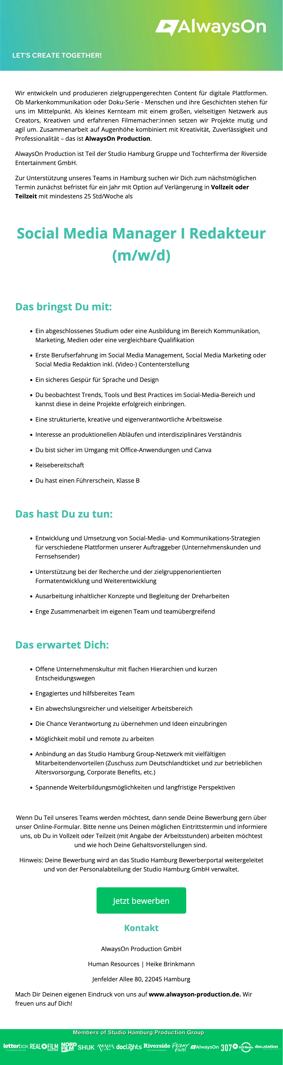 Social Media Manager / Redakteur (m/w/d)