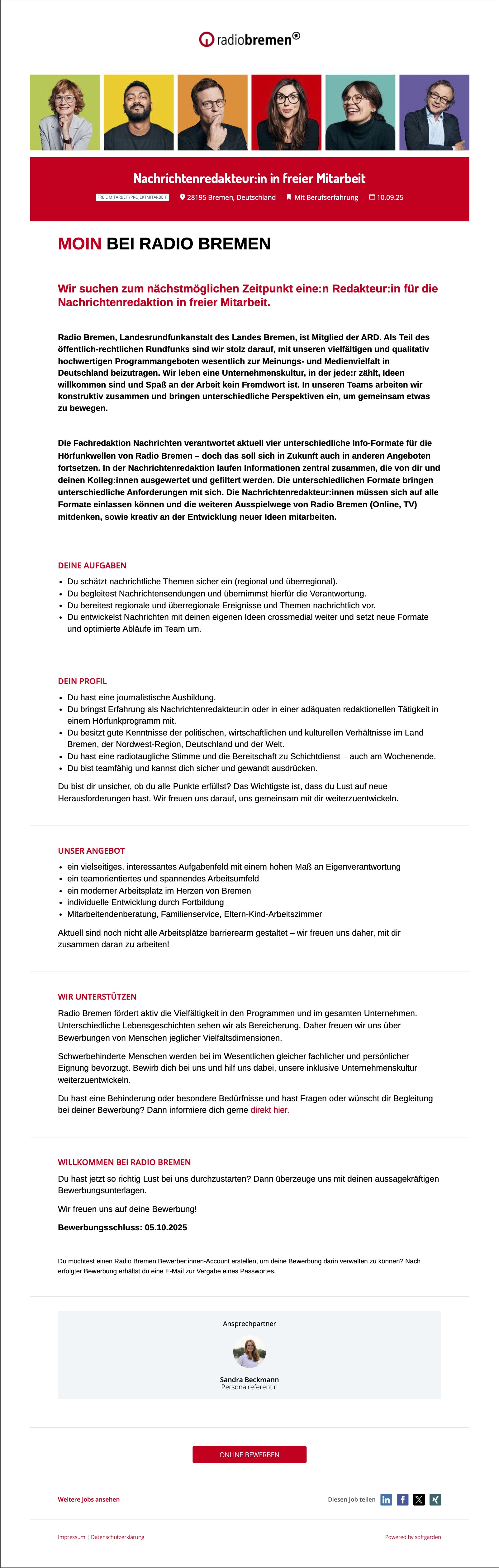 Nachrichtenredakteur:in in freier Mitarbeit