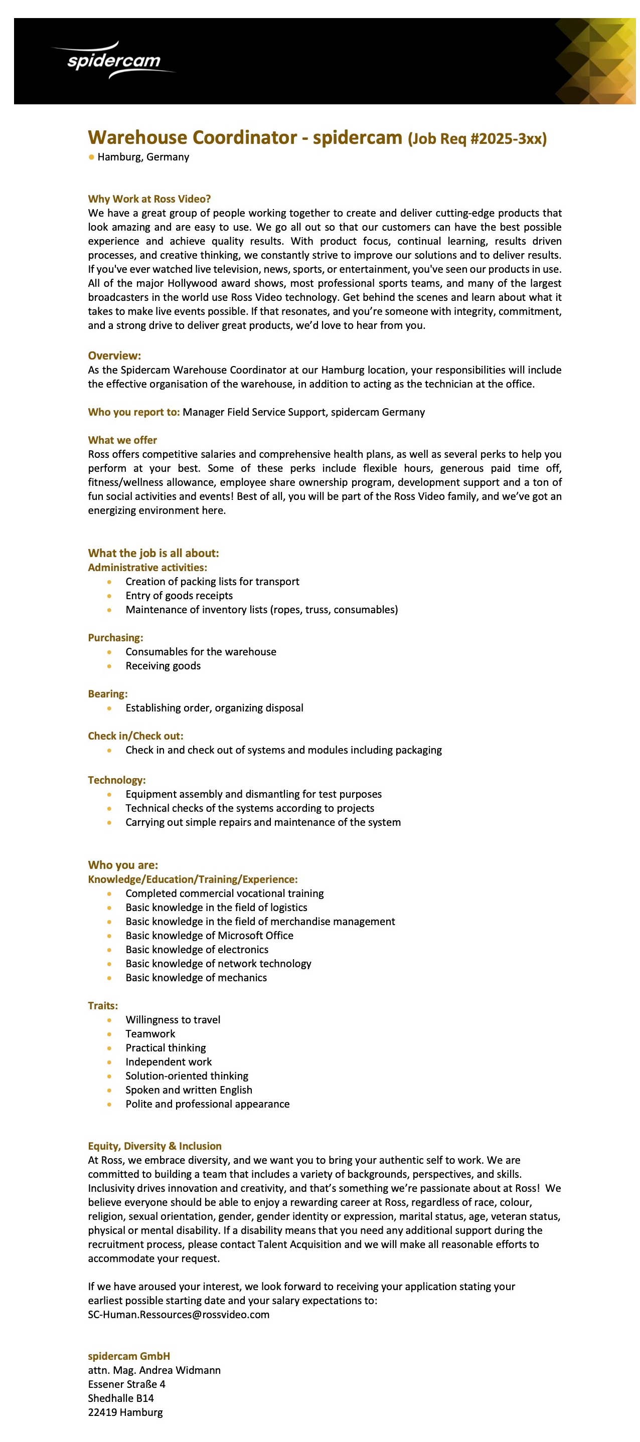 Warhouse Coordinator (m/f/d)