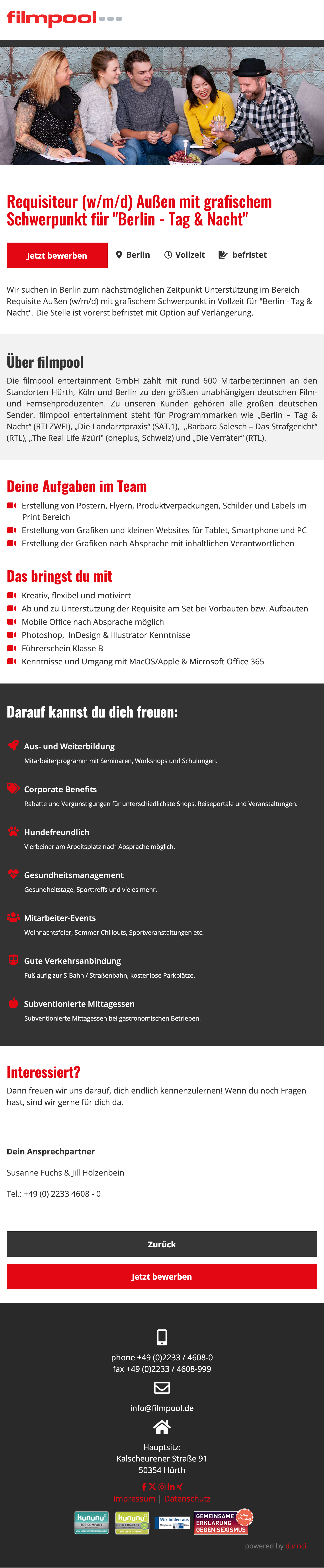 Requisiteur (w/m/d) Außen mit grafischem Schwerpunkt für 