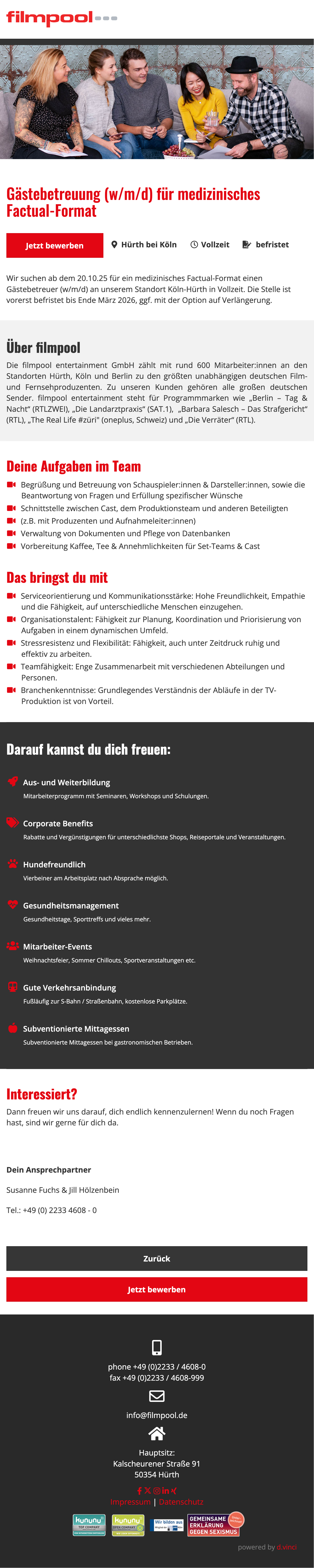 Gästebetreuung (w/m/d) für medizinisches Factual-Format