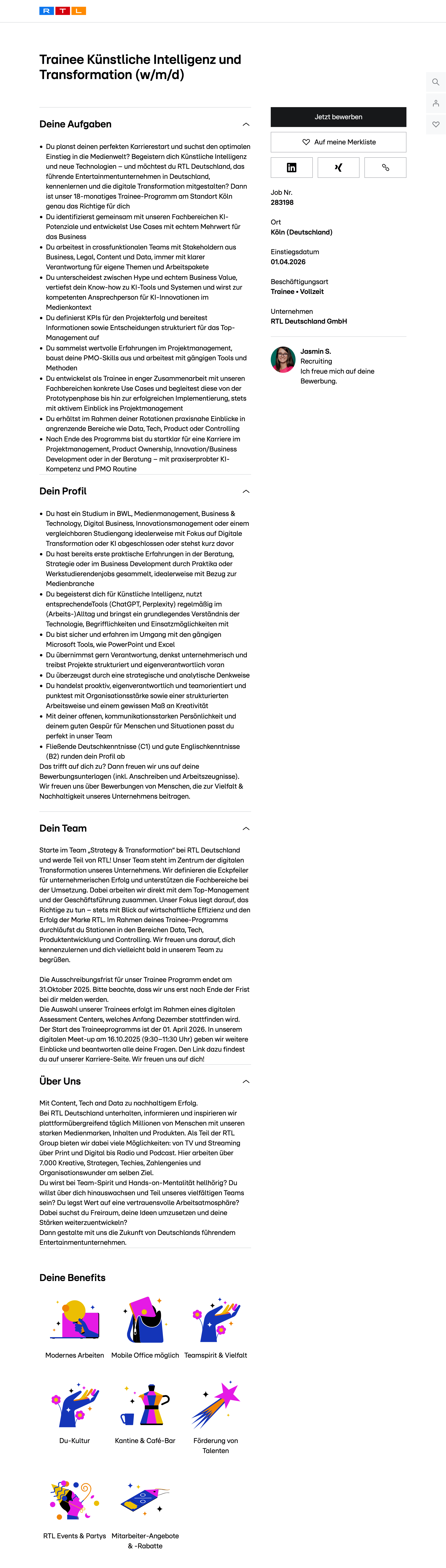 Trainee Künstliche Intelligenz und Transformation (w/m/d)