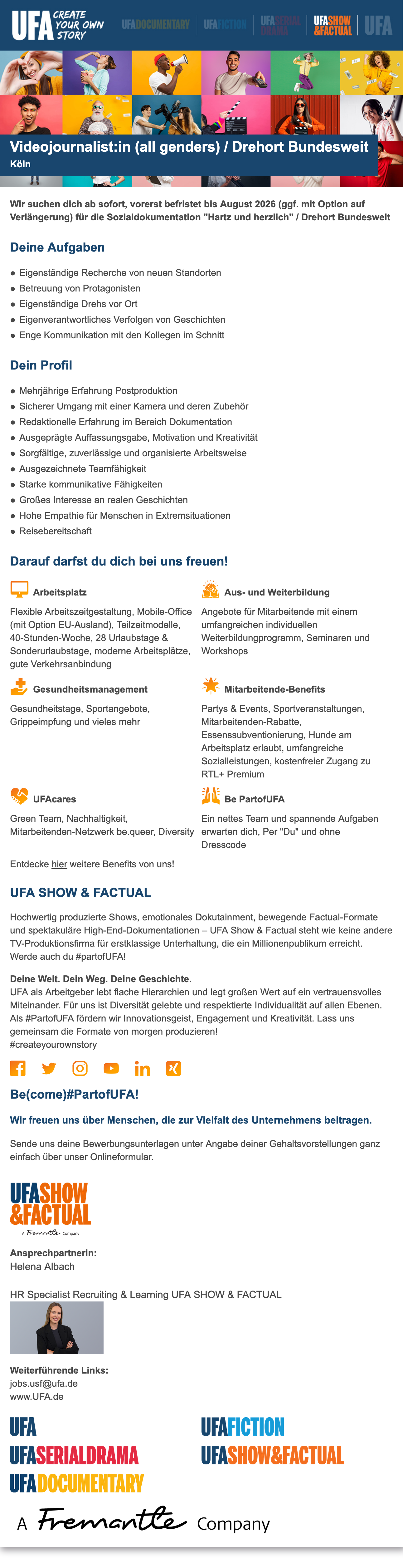 Videojournalist:in (all genders) / Drehort Bundesweit