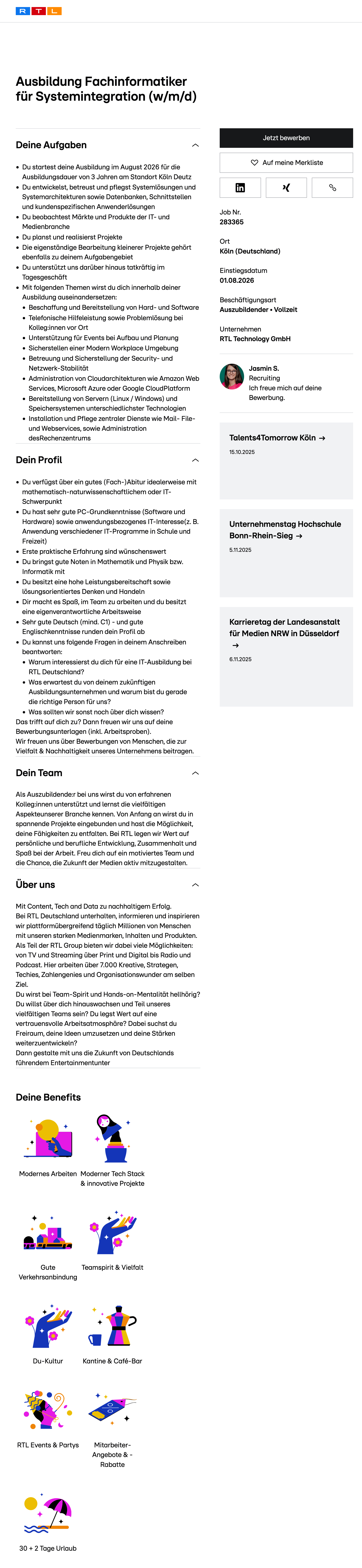 Ausbildung Fachinformatiker für Systemintegration (w/m/d)