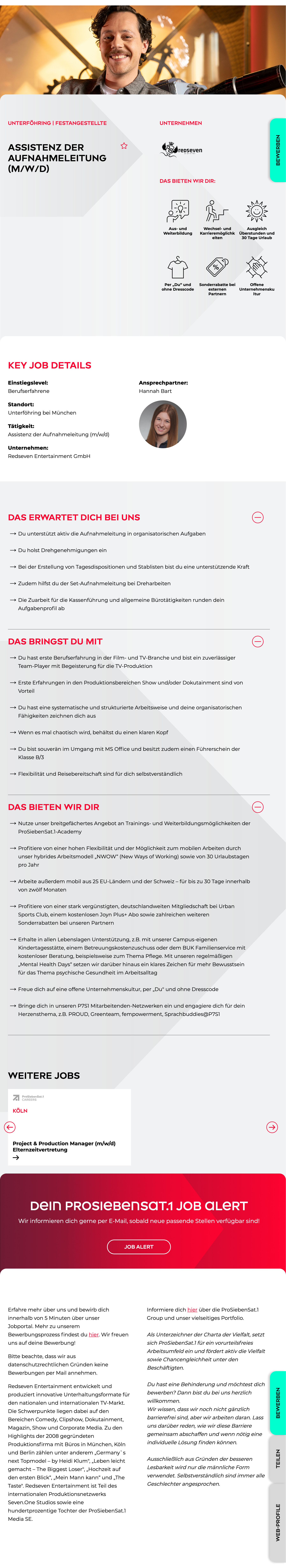 Assistenz der Aufnahmeleitung (m/w/d)