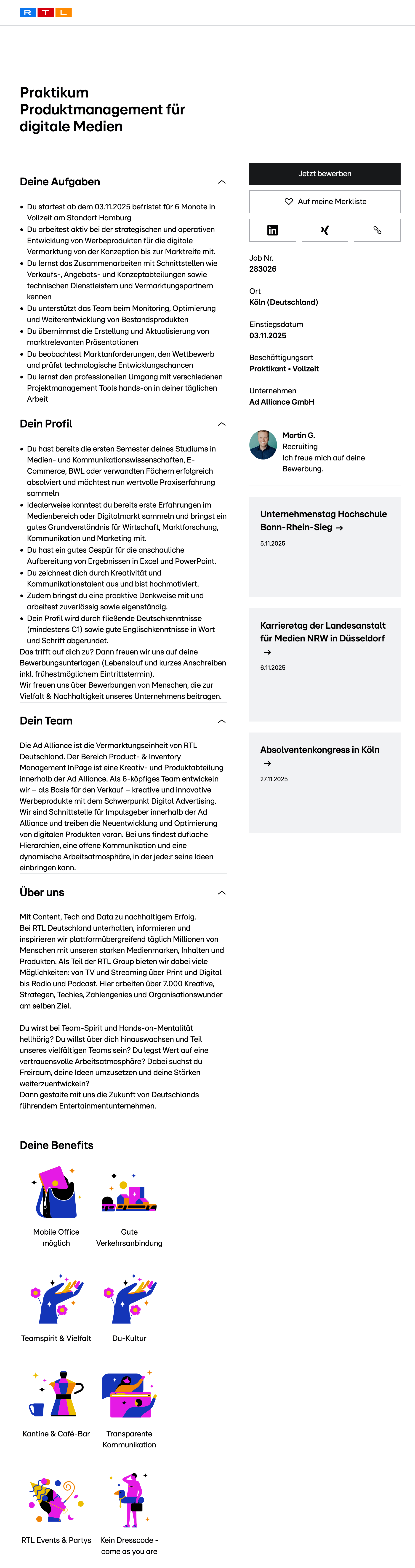 Praktikum Produktmanagement für digitale Medien