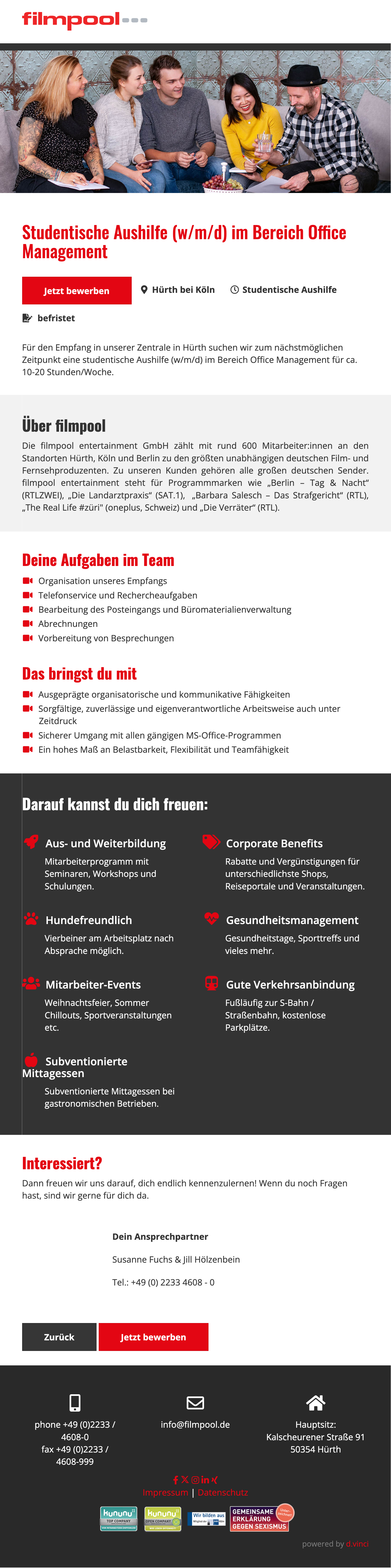 Studentische Aushilfe (w/m/d) im Bereich Office Management