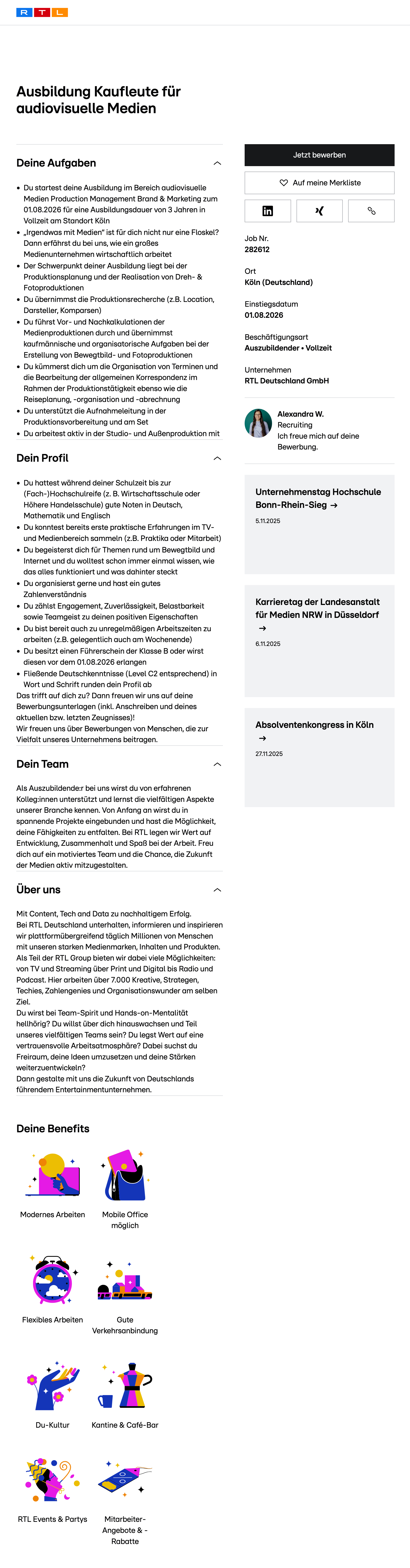 Ausbildung Kaufleute für audiovisuelle Medien