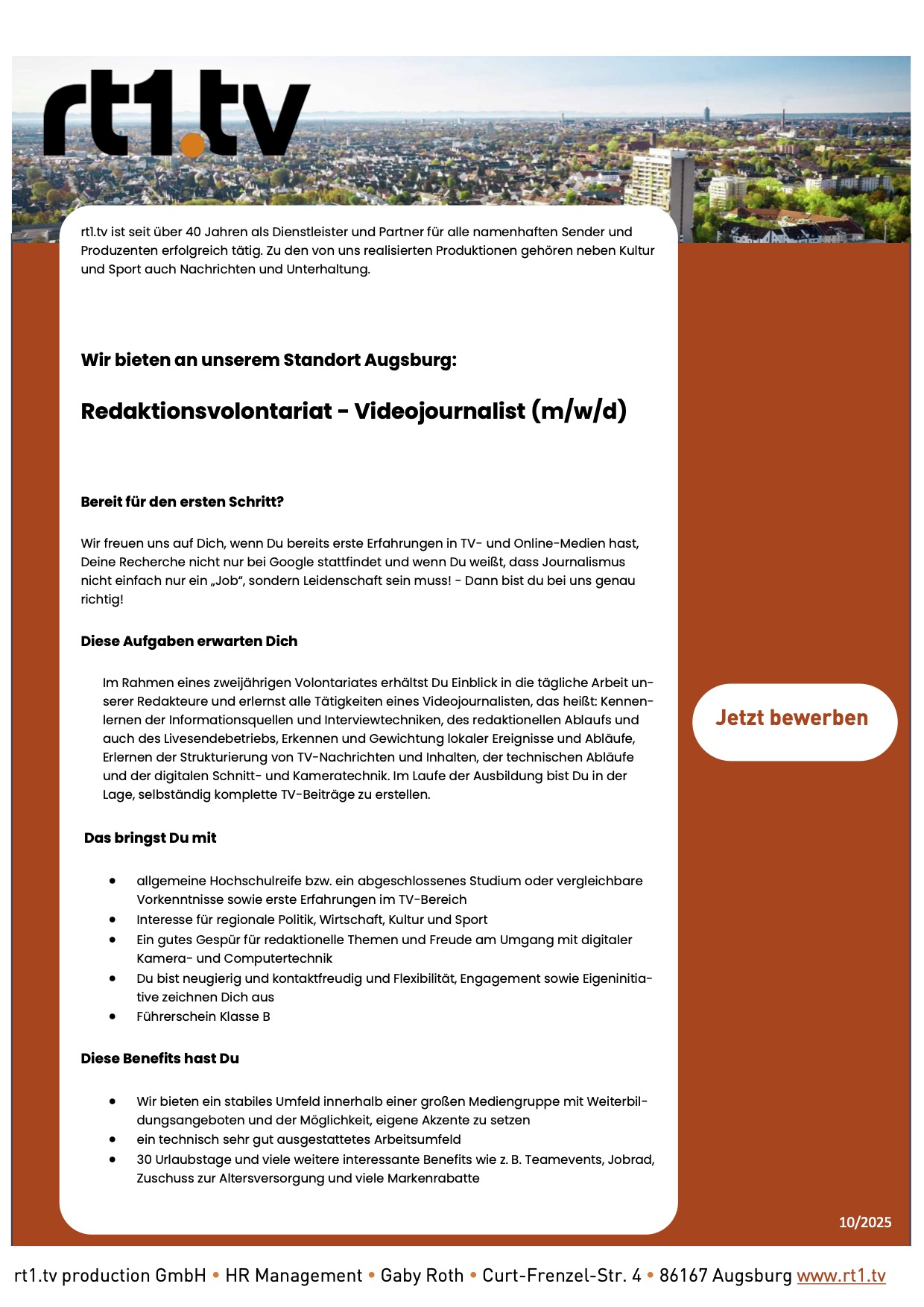 Redaktionsvolontariat - Videojournalist (m/w/d)