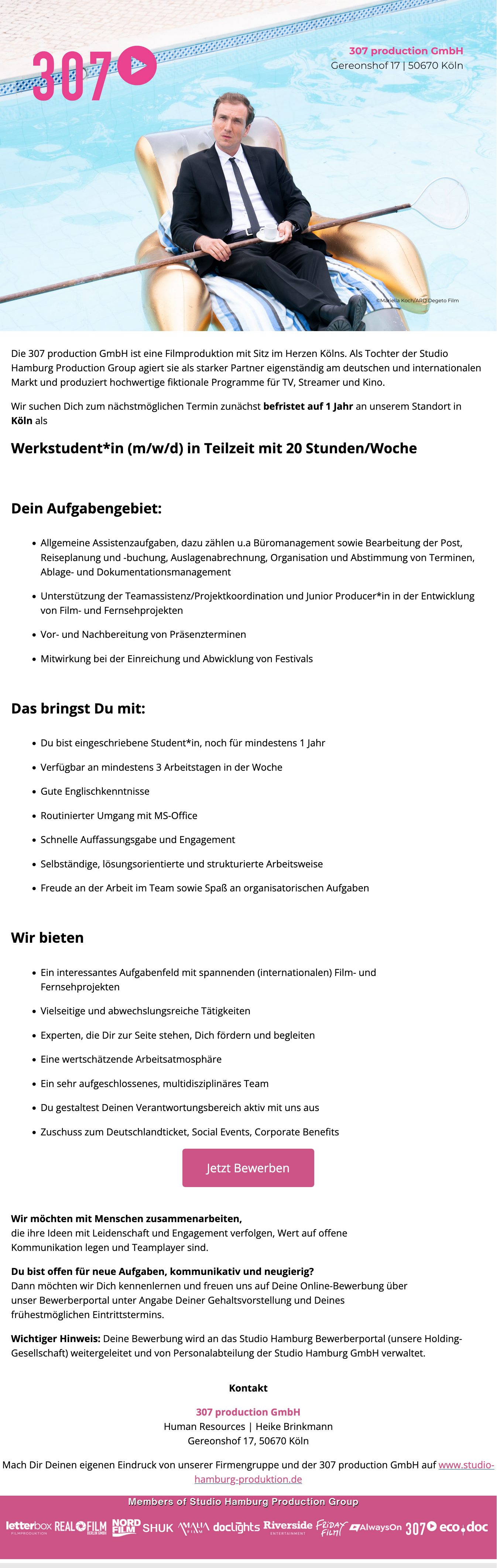 Werkstudent*in (m/w/d) in Teilzeit mit 20 Stunden / Woche