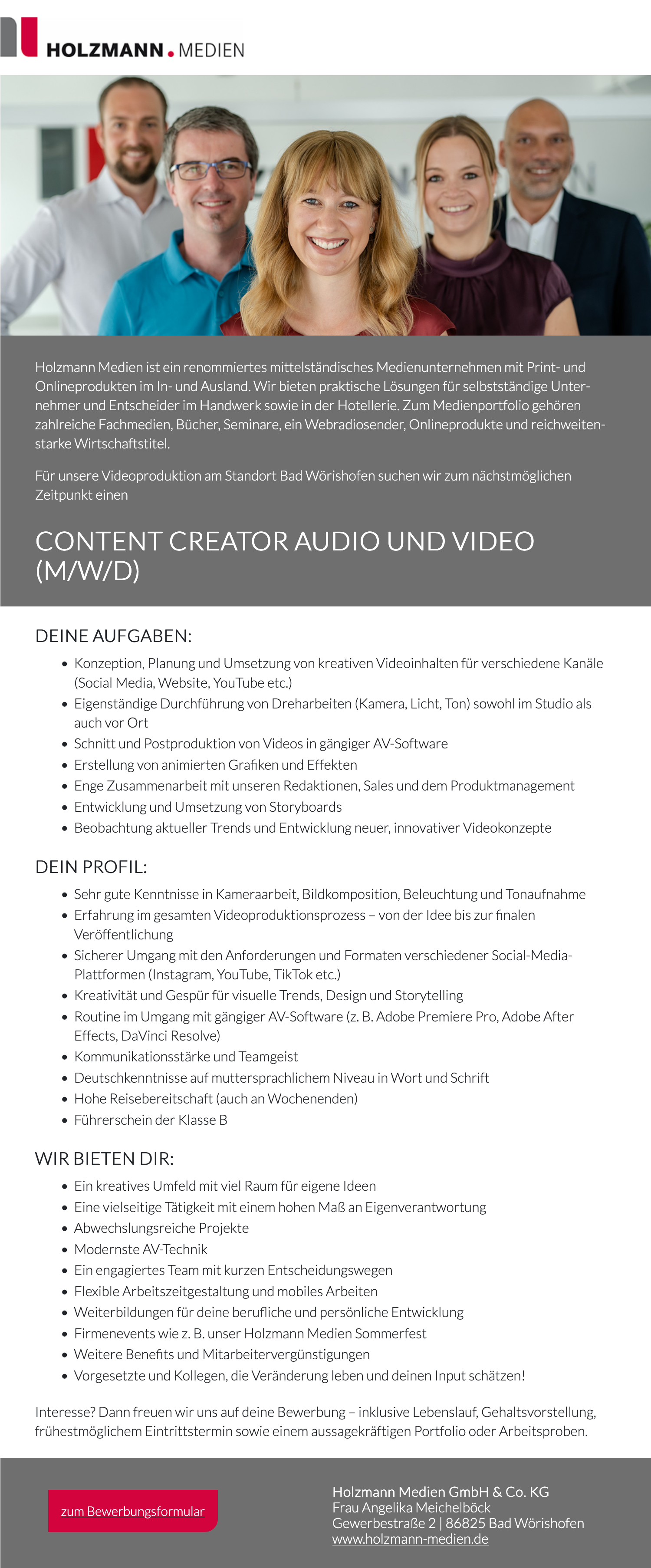 Content Creator Audio und Video (m/w/d)