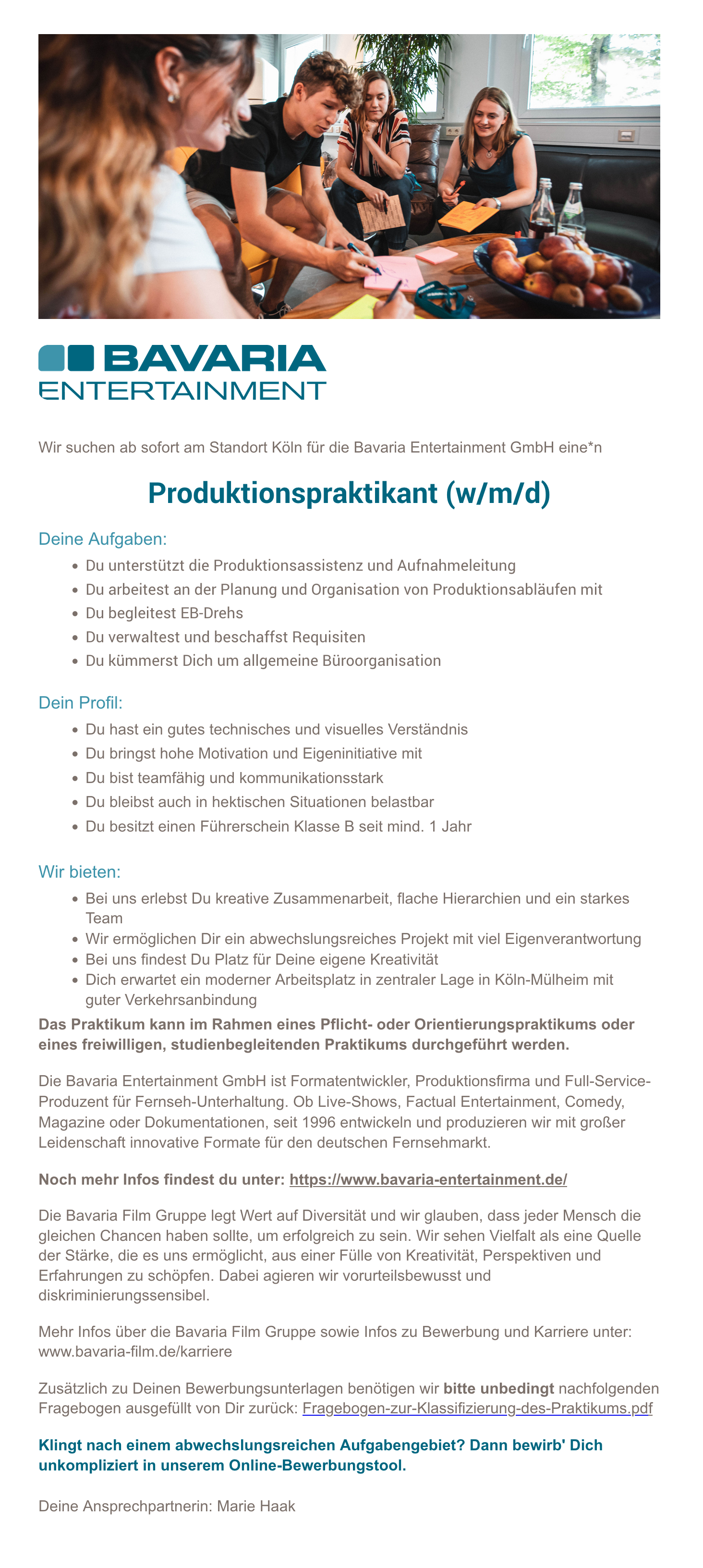 Produktionspraktikant (w/m/d)