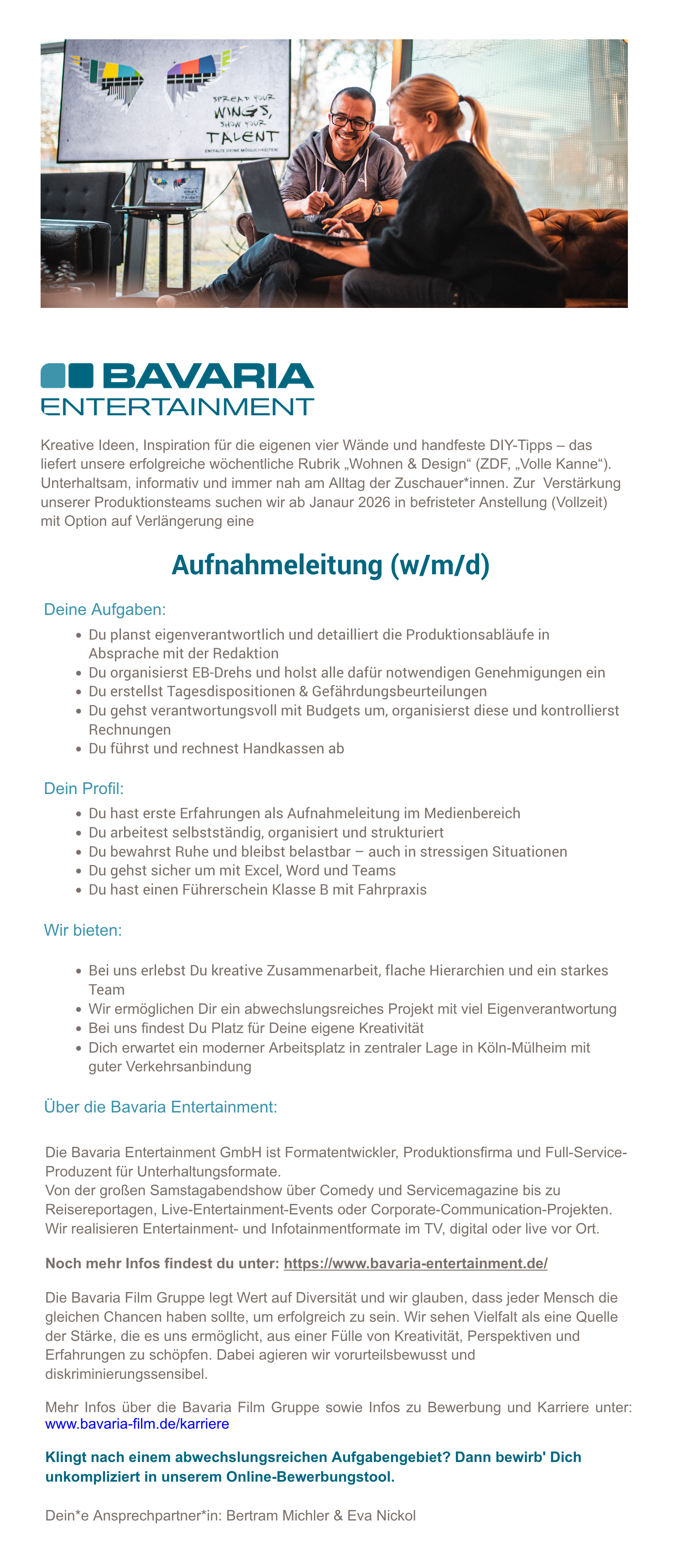 Aufnahmeleitung (w/m/d) 