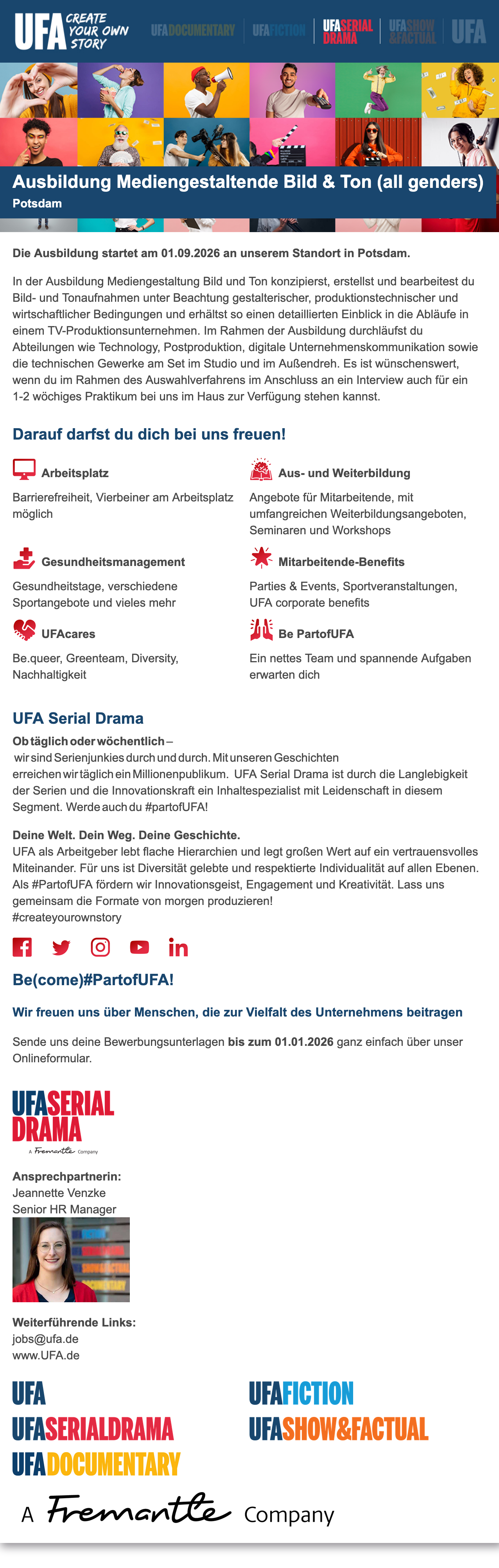 Ausbildung Mediengestaltende Bild & Ton (all genders)