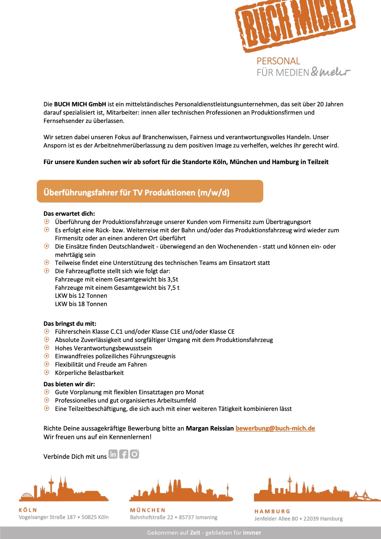 Überführungsfahrer für TV-Produktionen (m/w/d) 