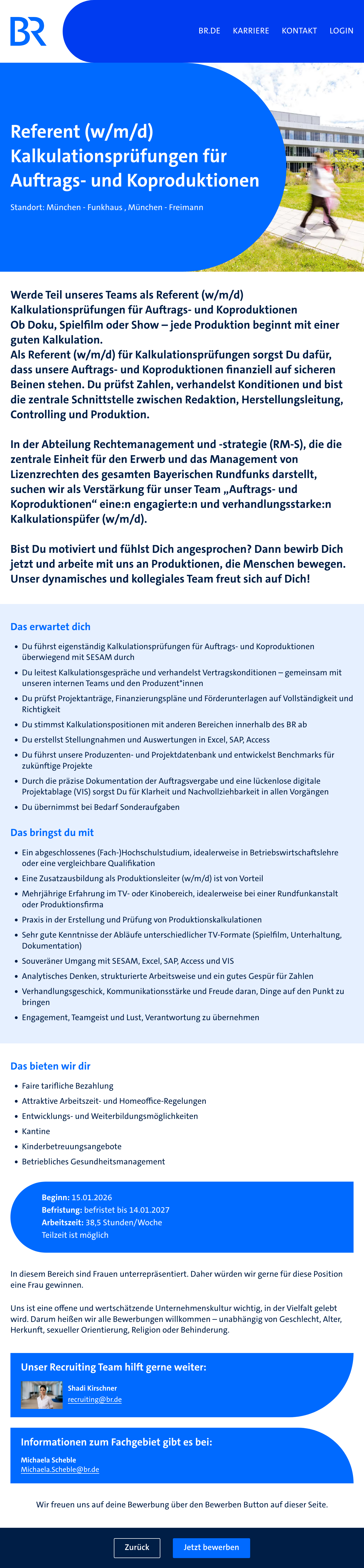 Referent (w/m/d) Kalkulationsprüfungen für Auftrags- und Koproduktionen 