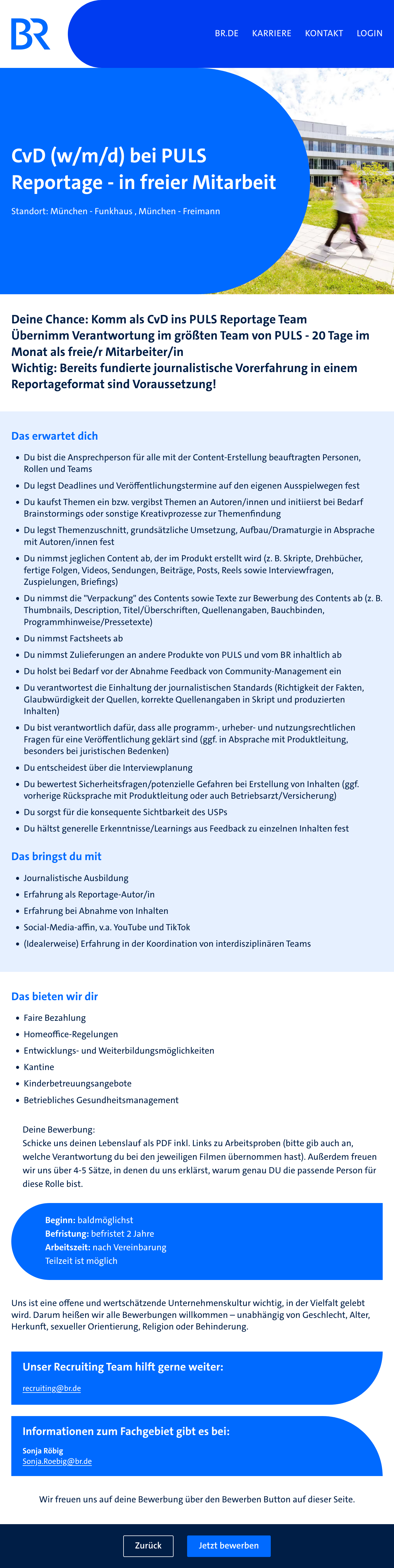 CvD (w/m/d) bei PULS Reportage (freie Mitarbeit)