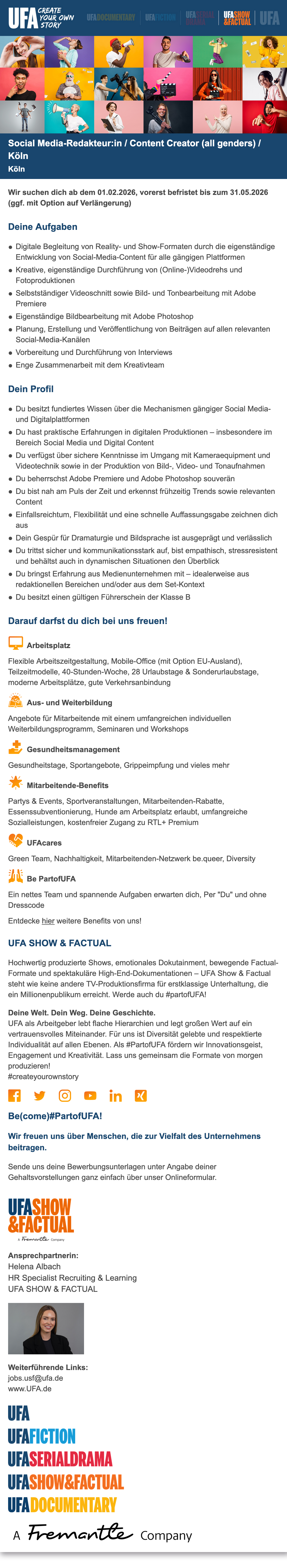 Social Media-Redakteur:in / Content Creator (all genders)