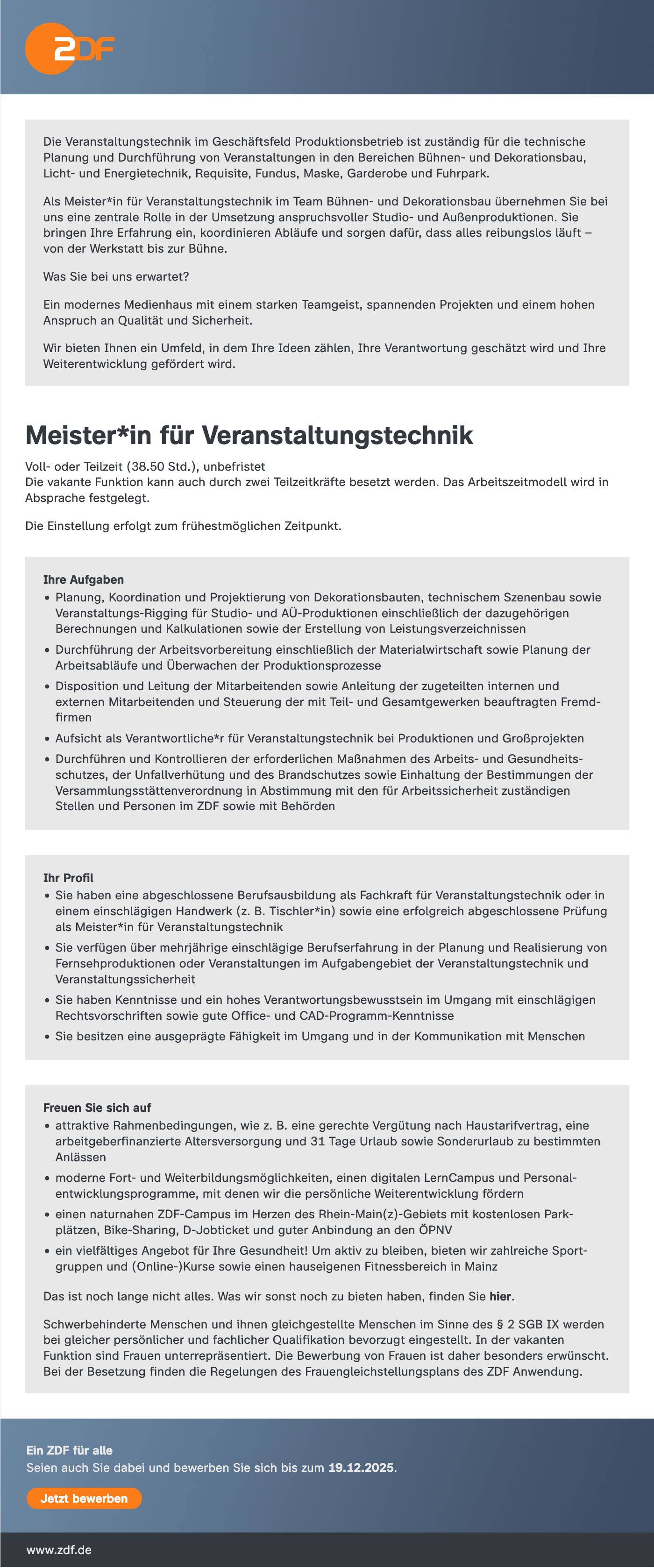 Meister*in für Veranstaltungstechnik