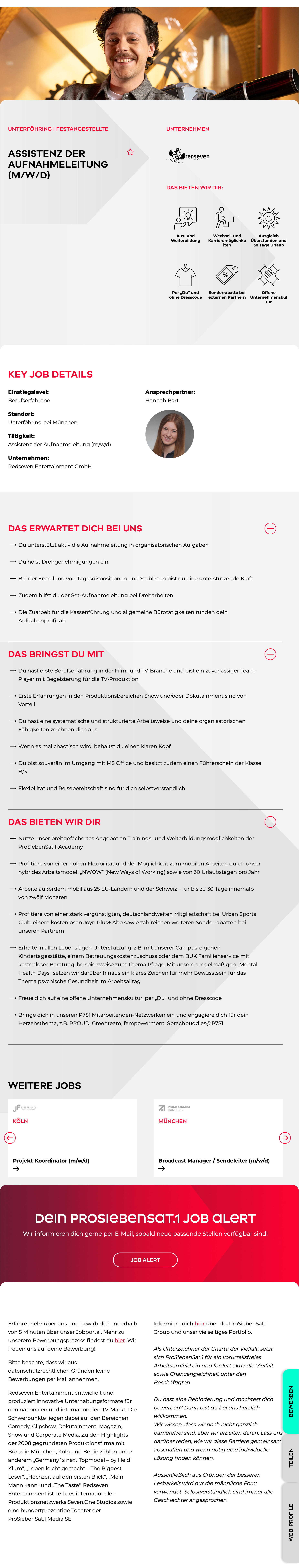 Assistenz der Aufnahmeleitung (m/w/d)