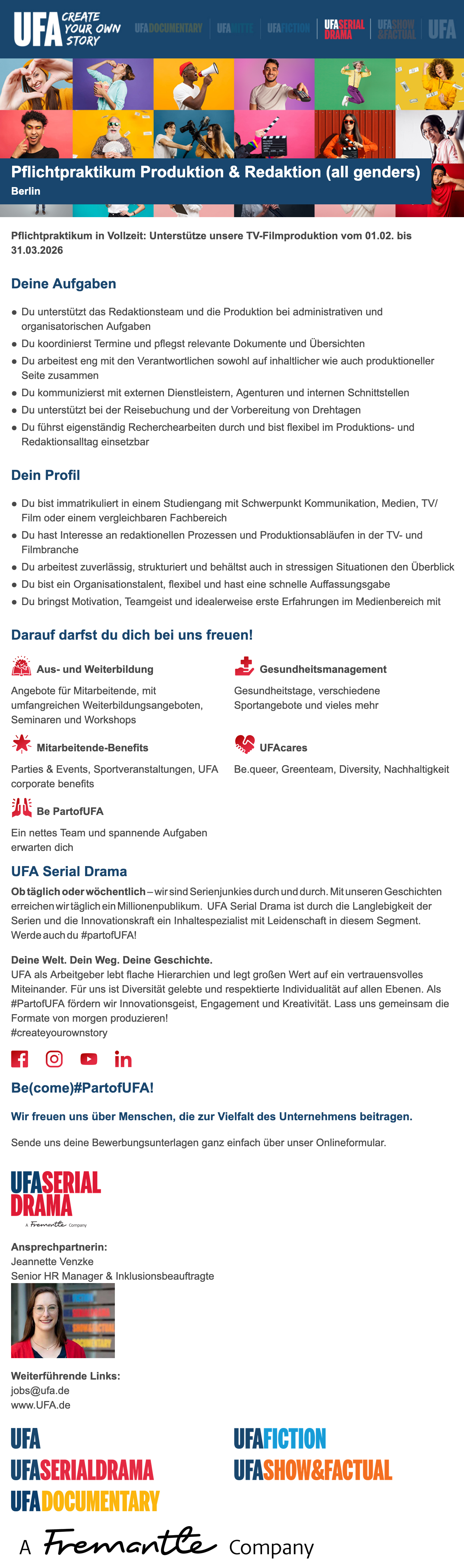 Pflichtpraktikum Produktion & Redaktion