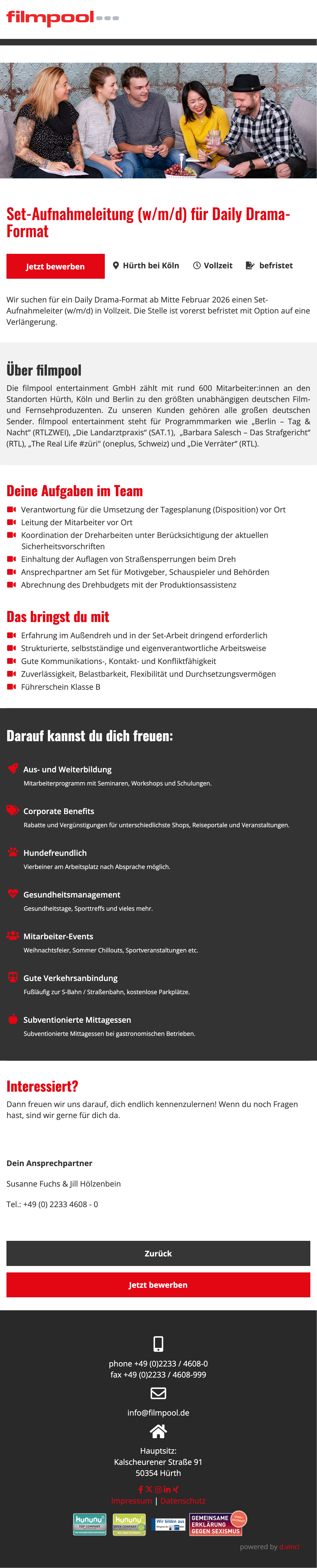 Set-Aufnahmeleitung (w/m/d) für Daily Drama-Format