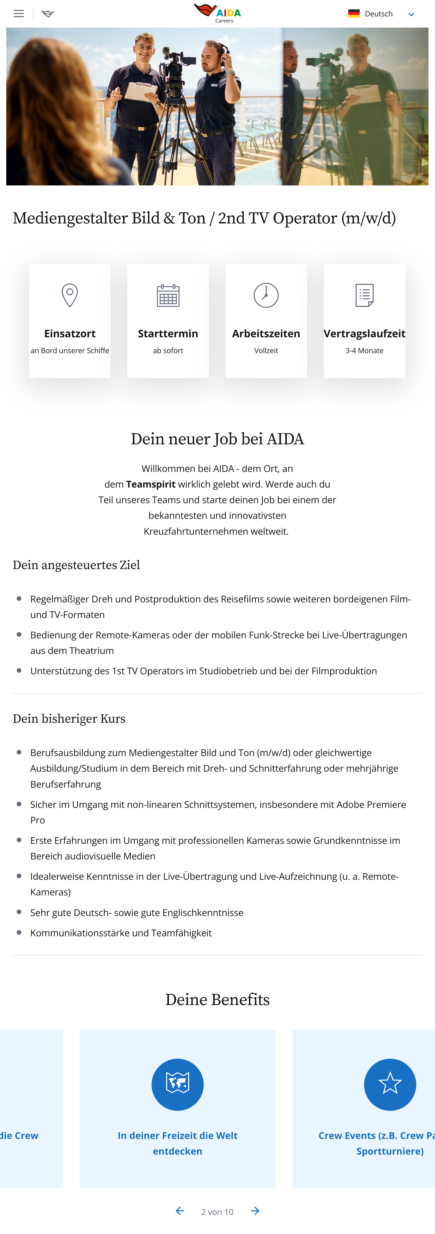Mediengestalter Bild & Ton / 2nd TV Operator (m/w/d)
