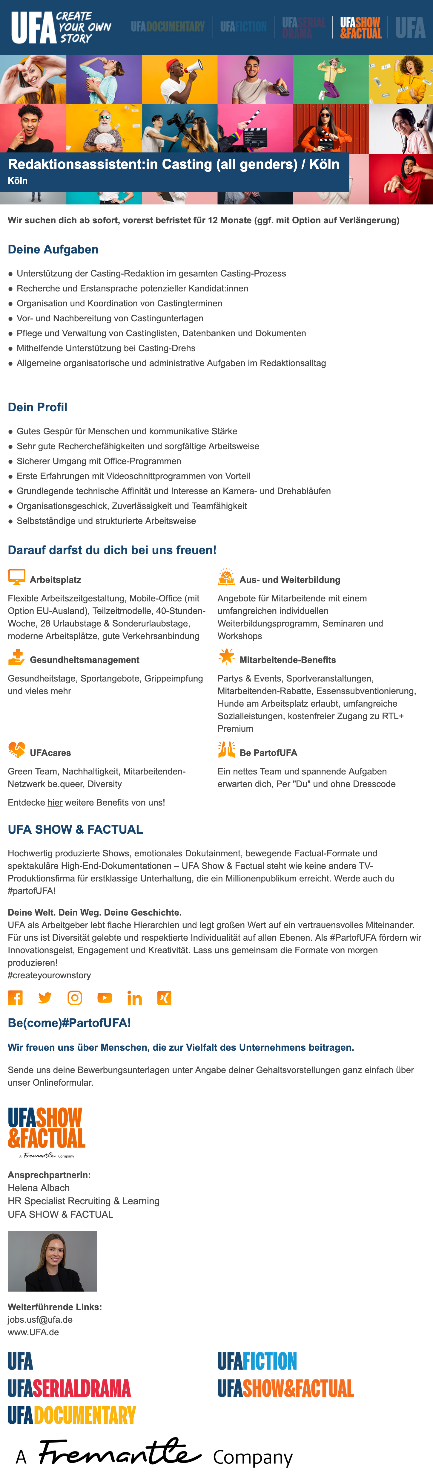 Redaktionsassistent:in Casting (all genders) 