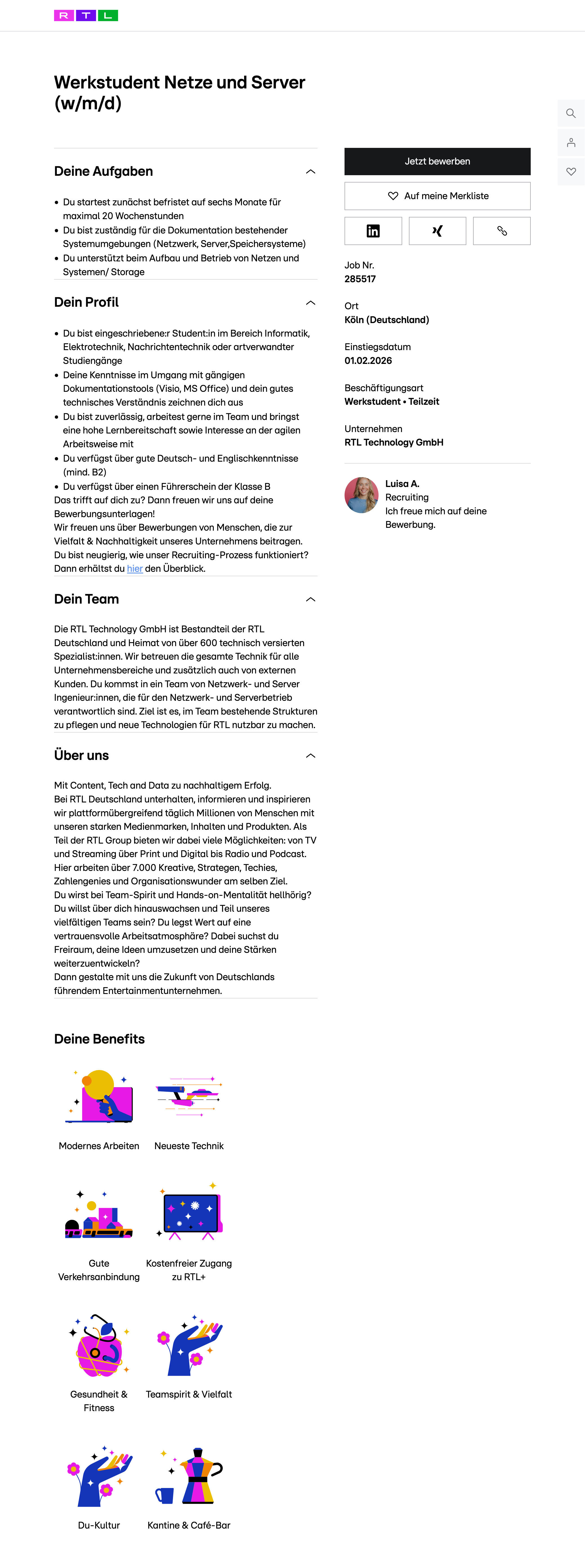 Werkstudent Netze und Server (w/m/d)