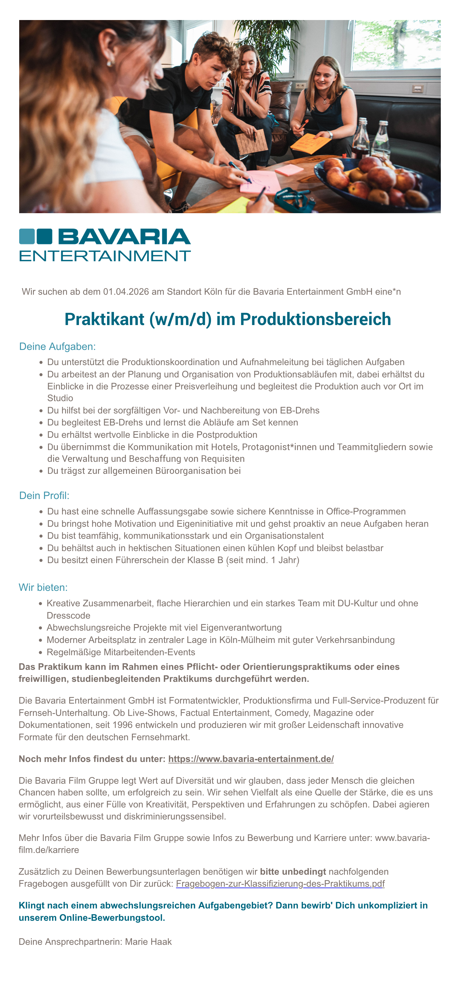 Praktikant (w/m/d) im Produktionsbereich 