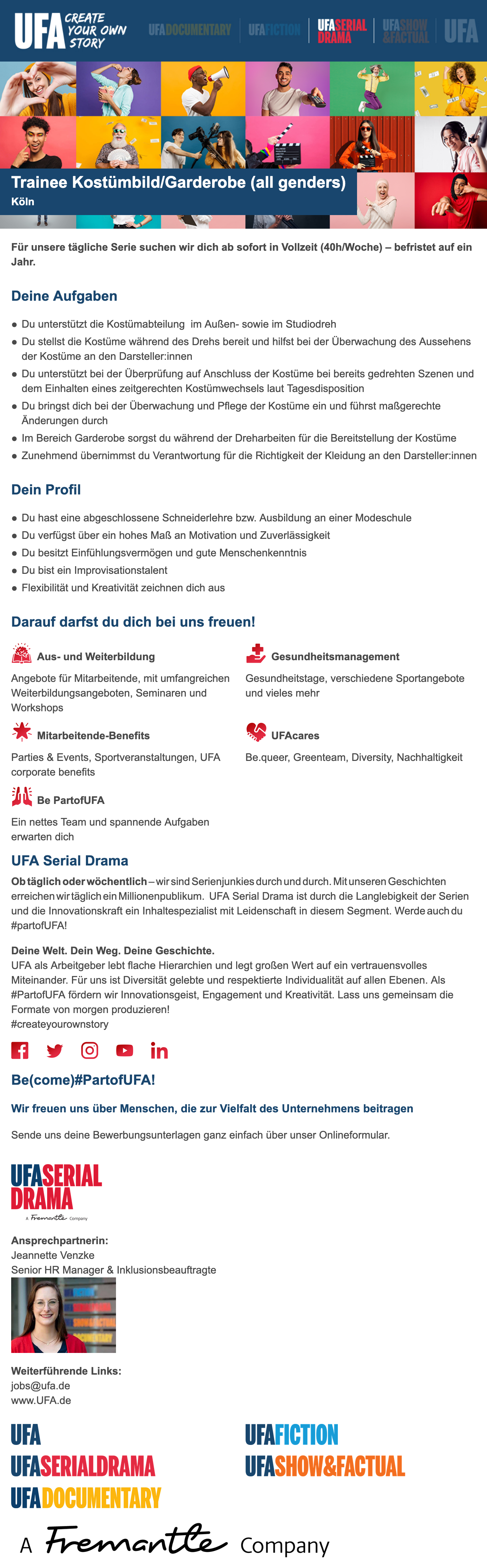 Trainee Kostümbild / Garderobe (all genders)