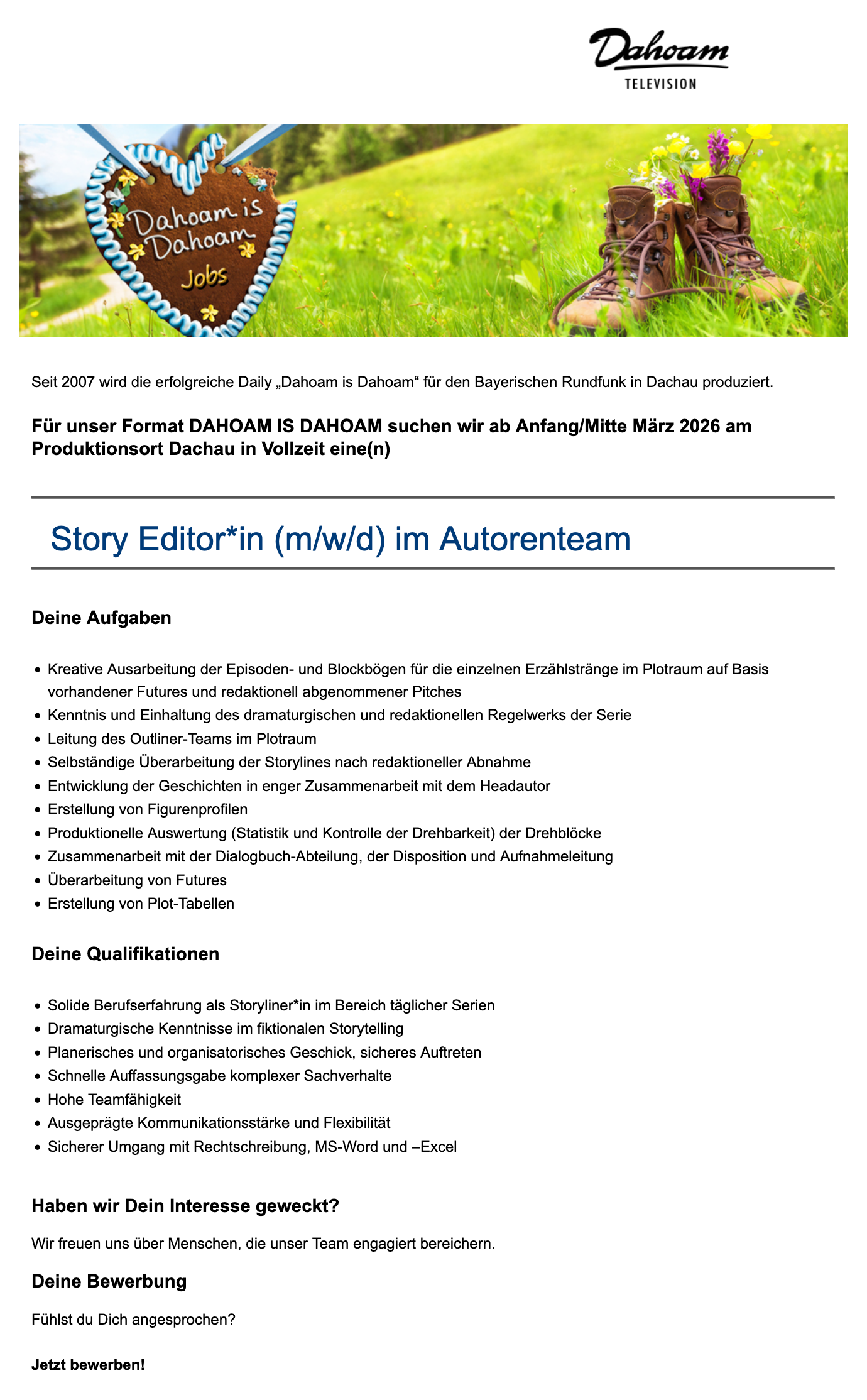Story Editor*in (m/w/d) im Autorenteam
