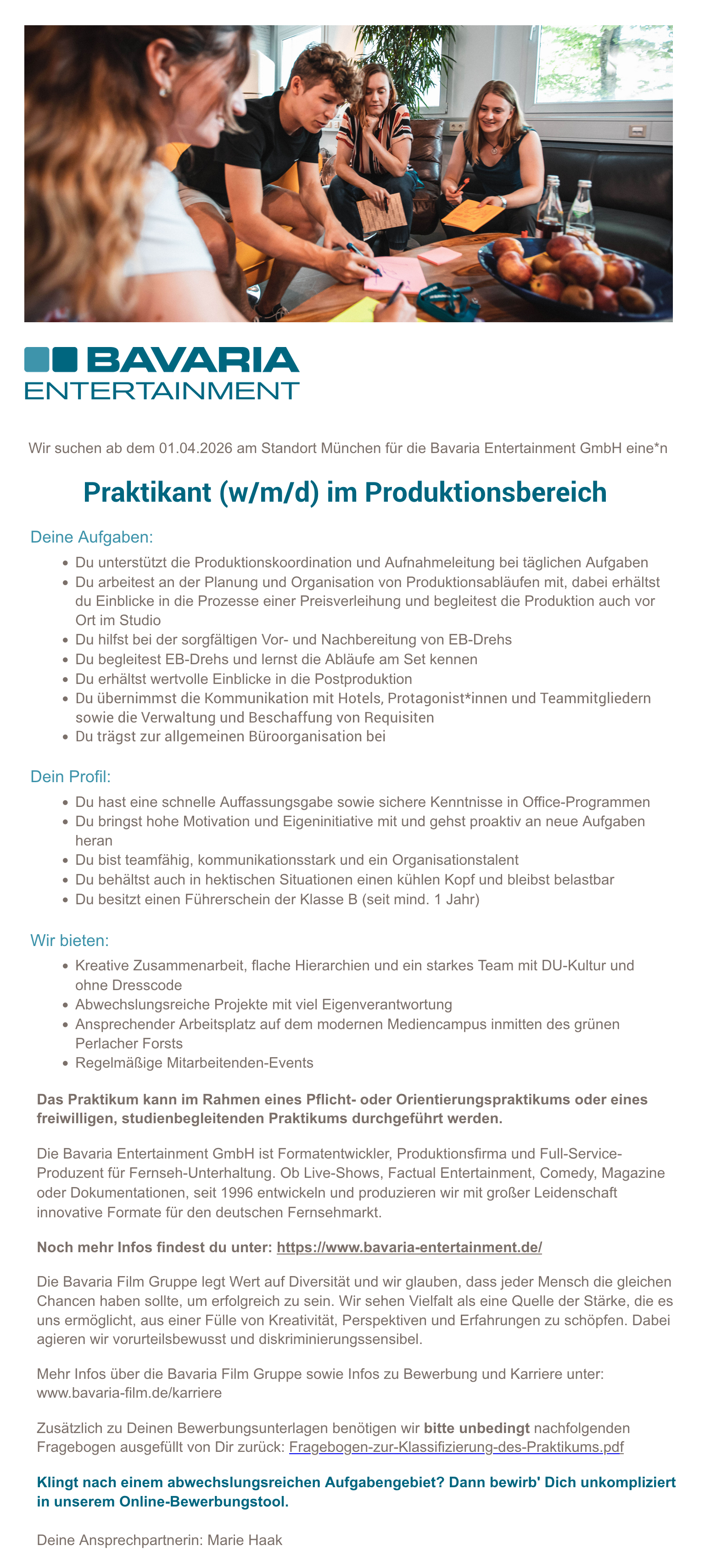 Praktikant (w/m/d) im Produktionsbereich 