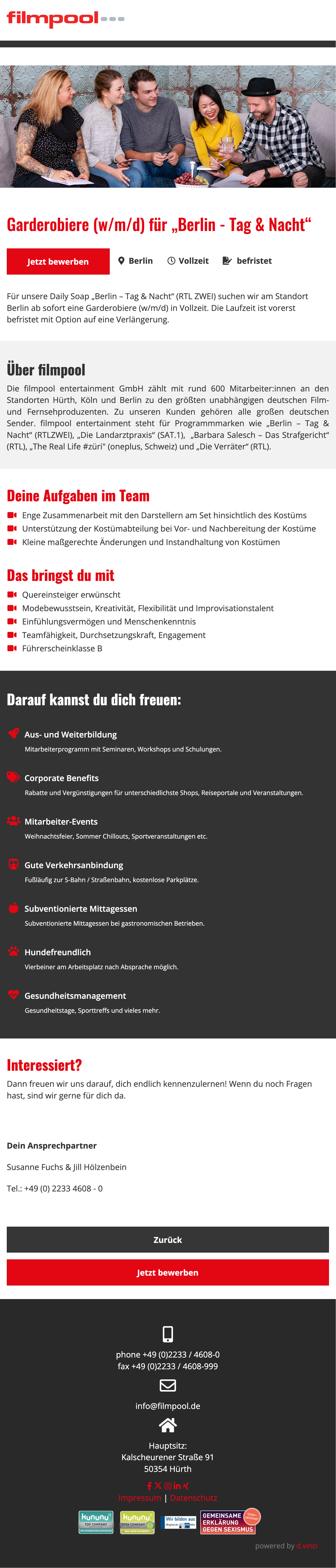 Garderobiere (w/m/d) für 