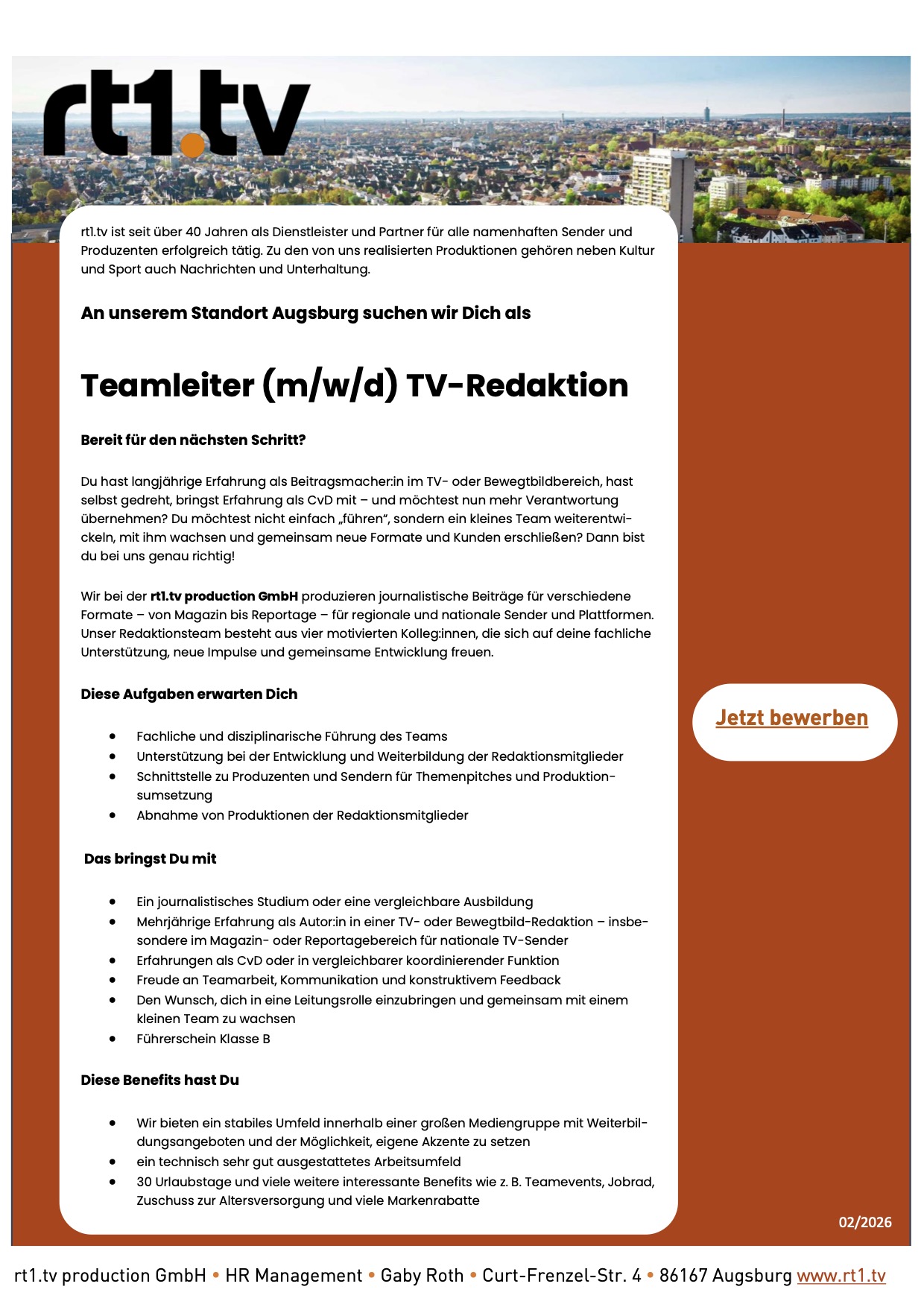 Teamleiter (m/w/d) TV-Redaktion