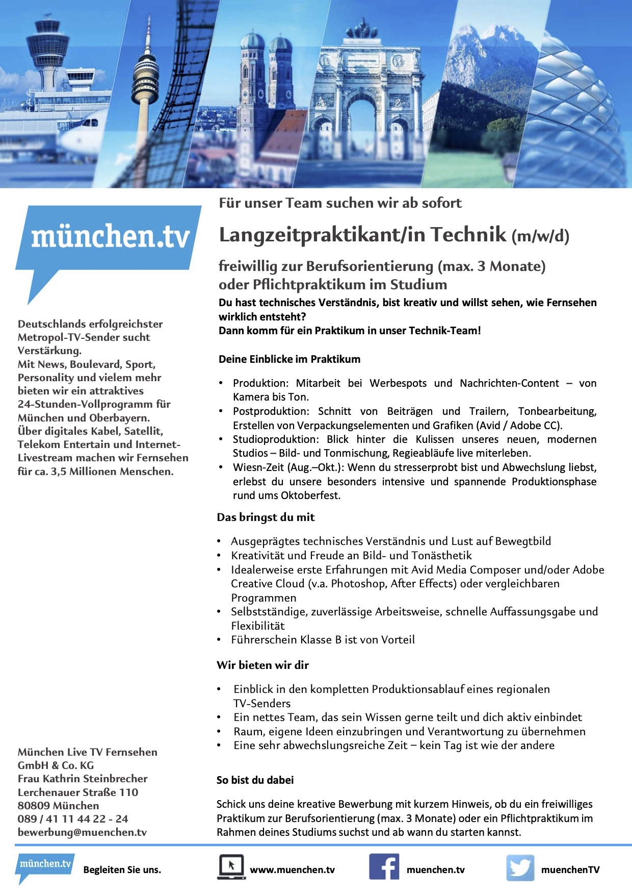 Langzeitpraktikant/in Technik (m/w/d)