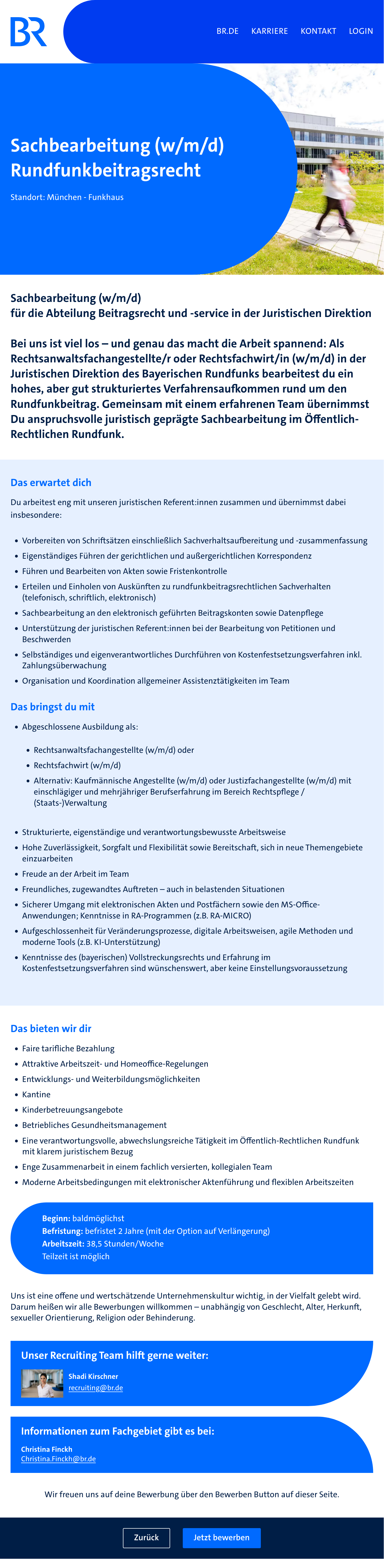 Sachbearbeitung (w/m/d) Rundfunkbeitragsrecht
