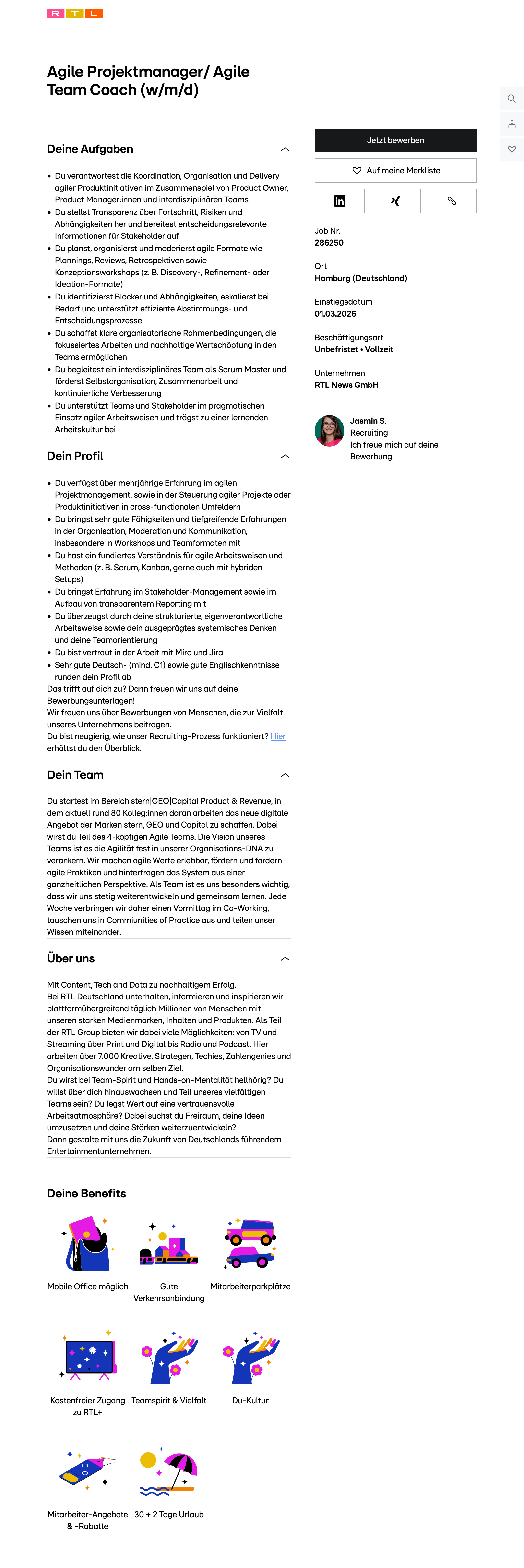 Agile Projektmanager/ Agile Team Coach (w/m/d)